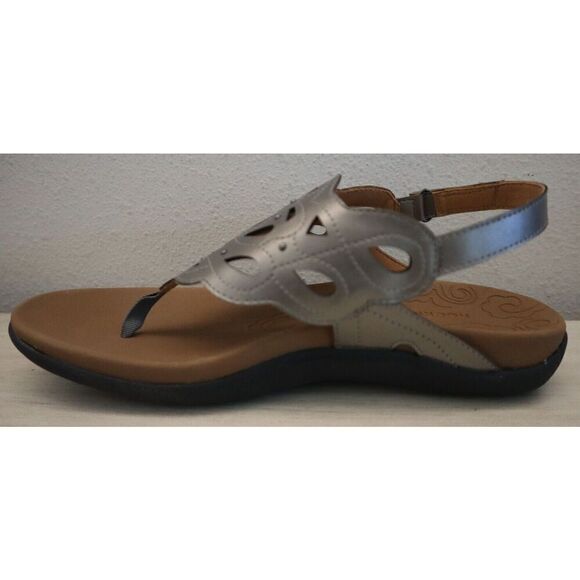 Rockport CH2086 Women's Sz 10M Pewter Metallic Ridge Slingback Sandals - Picture 5 of 10
